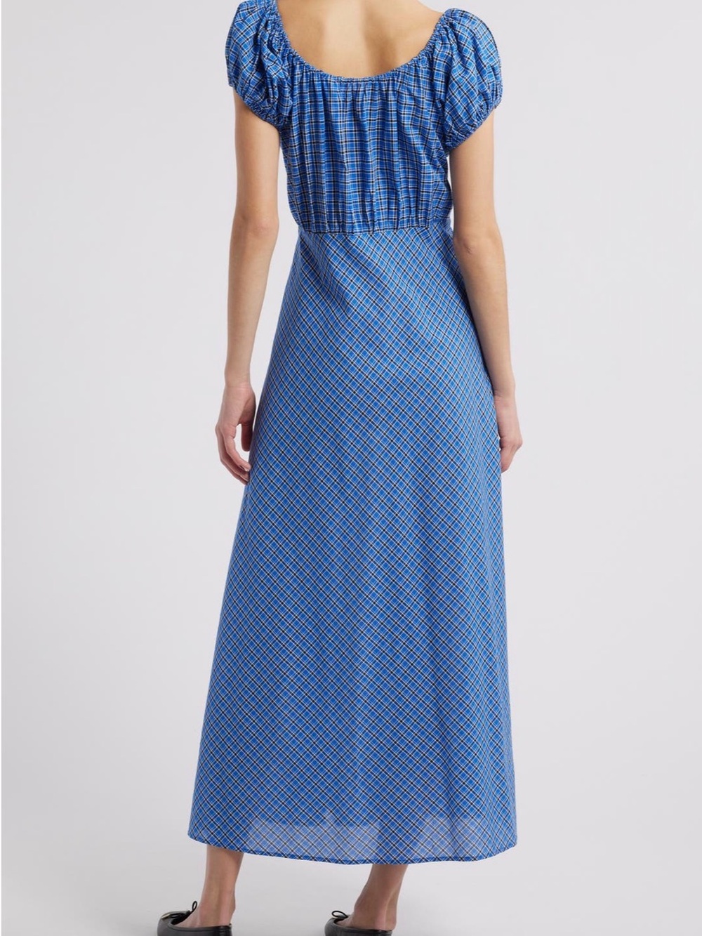 NWT Doen Sofia Check Organic Cotton Voile Midi Dress - Picture 2 of 5